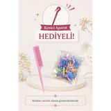 invictus design Kadın Renkli Minik Perma Örgü Lastik Toka Ve Krepe Saç Tarak 2' li Set Kesici Aparat Hediyeli