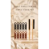 invictus design Kadın Siyah Kahverengi Gizli Topuz Tokası Saç Düzenleyici Saç U Pin Firkete Saç Çatalı Ve Topuz Fırça Tarak 2'li Set