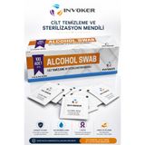 INVOKER Alkollü Mendil Alkol Swab Cilt Temizleme Mendili %70 İzopropil Alcohol Sterilizayon Hijyen Mendili 100 lü
