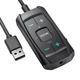 Inwa Aux - USB Harici Ses Kartı, Kablolu Kulaklıkta Eşzamanlı Telefon Discord Sohbet ve Oyun Sesi, USB'den 3,5 mm'ye Jack Ses Adaptörü PS5, PS4, PC, Nintendo Switch ile çalışır