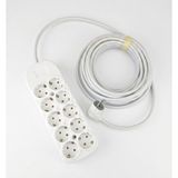 İNWATT 10'lu Topraklı Grup Priz Uzatma Ara Kablosu Seyyar - 3x2.5 Mm² Kalın Kablo - Beyaz - 20 METRE