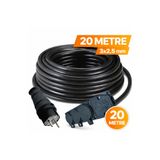 inwatt 20 Metre Siyah Seyyar Uzatma Kablosu CCA 3x2,5 mm Topraklı – Fişli 3’lü Priz Kauçuk
