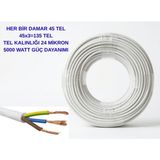 İNWATT 50 Metre Kaynak Makinesi,elektrikli Araç, Klima, Isıtıcı Elektrik Uzatma Ara Kablosu 3x2.5 Beyaz