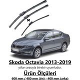 Inwells Skoda Octavia 2013-2019 Uyumlu Ön ve Arka Muz Silecek Seti