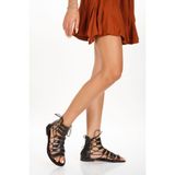 İnyola Shoes Kadın Hakiki Deri Ip Detaylı Bodrum Sandaleti 6256 - Siyah
