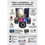Ioma 4 Kameralı Sim Kartlı Kamera, 2 Solar Panelli, Ptz Aydınlatmalı, 2 Yönlü Konuşma, Çakar - Siyah