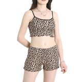 İp Askılı Pegasus Kumaş Kadın Crop Pijama Takımı (Kahve, XL)