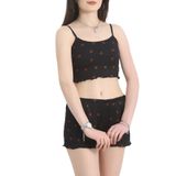 İp Askılı Pegasus Kumaş Kadın Crop Pijama Takımı (Siyah, XL)