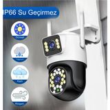 Ip Kamera, 4k, 8mp, Ptz, Wi-Fi, Renkli, Gece Görüşü, Çift Ekran, Insan Algılama, 8mp, Güvenlik Kamerası - Beyaz