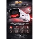 Ip Kamera 5mp Ultra Hd Network Güvenlik Kamerası - H.265+ - Onvife - Poe - Dahili Sesli - 9 Ir Led
