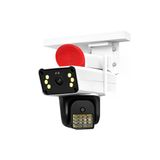 Ip66 Su Geçirmez Wifi Ptz 6Mp Full Hd Çift Lens Hareket Sensörlü Alarmlı Ip Kamera Beyaz