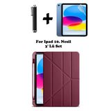 İpad 10. Nesil Kılıf/Ekran Koruyucu/Kalem Seti Silikon Arka Kapak Stand Olan Uyku Modlu Case Mürdüm