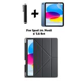 İpad 10. Nesil Kılıf/Ekran Koruyucu/Kalem Seti Silikon Arka Kapak Stand Olan Uyku Modlu Case Siyah