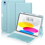 İpad 11 A16 2025 / 10. Nesil 10.9 Klavyeli Kılıf Bluetooth Kalem Bölmeli Koruyucu (Türkçe Klavye) Mavi