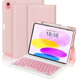 İpad 11 A16 2025 / 10. Nesil 10.9 Klavyeli Kılıf Bluetooth Kalem Bölmeli Koruyucu (Türkçe Klavye) Pembe
