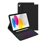 İpad 11.Nesil A16 2025/10.Nesil 10.9 Uyumlu Klavyeli Kılıf Kalem Yerli Koruyucu Türkçe Işıklı Klavye Siyah