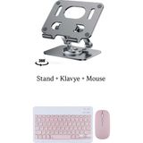 iPad 7.8.9. Nesil 10.2 Uyumlu Stand Klavye ve Mouse Set - Pembe