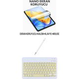 İpad 8.nesil 10.2 Uyumlu Ekran Koruyucu Klavye Mouse Set Sarı