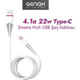 iPad 9. Nesil / iPad Mini 6. Nesil / iPad Pro 3. Nesil / Pro 5. Nesil Uyumlu USB Type-C Hızlı Şarj Kablosu 2 Metre - Beyaz
