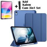 iPad (A16) 11 Nesil 11 Inç 2025, iPad 10 Nesil 10,9 Inç 2022 Uyumlu Tablet Kılıfı Akıllı Smart Uyku Modlu Katlanabilir Arkası Renkli Standlı Kılıf +Ekran Koruyucu Cam+Kalem 3'lü Set A3354 A3355 A3356 - iPad 11.Nesil, 10.Nesil - Lacivert