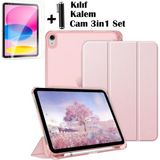 iPad (A16) 11 Nesil 11 Inç 2025, iPad 10 Nesil 10,9 Inç 2022 Uyumlu Tablet Kılıfı Akıllı Smart Uyku Modlu Katlanabilir Arkası Renkli Standlı Kılıf +Ekran Koruyucu Cam+Kalem 3'lü Set A3354 A3355 A3356 - iPad 11.Nesil, 10.Nesil - Rose Gold