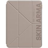 iPad Air 11 2025 M3 Kılıf Skinarma Kabartma Baskı 360 Tam Koruma Arkası Şeffaf Standlı Gamma Gold