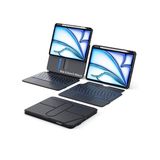 iPad Air 11 inç 5/6/7/8 Nesil Uyumlu 360 Dönebilen Standlı Darbe Korumalı Bluetoothlu Işıklı Klavye (Siyah)