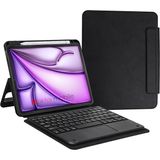 iPad Air 11 M2 2024 Air 6. Nesil Uyumlu Klavyeli Kılıf Standlı Bluetooth Klavye Trackpad Keyboard - Yok - Siyah