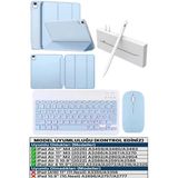 İpad Air 11 M2 M3 M4 Çip Air 4./5./6. Nesil Kılıf Avuç İçi Red Kalem Bluetooth Klavye Mouse Seti Açık Mavi