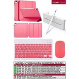 İpad Air 11 M2 M3 M4 Çip Air 4./5./6. Nesil Kılıf Avuç İçi Red Kalem Bluetooth Klavye Mouse Seti Karpuz Kırmızı