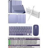 İpad Air 11 M2 M3 M4 Çip Air 4./5./6. Nesil Kılıf Avuç İçi Red Kalem Bluetooth Klavye Mouse Seti Lavanta