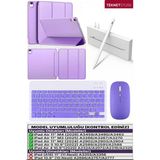İpad Air 11 M2 M3 M4 Çip Air 4./5./6. Nesil Kılıf Avuç İçi Red Kalem Bluetooth Klavye Mouse Seti Lila