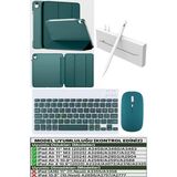 İpad Air 11 M2 M3 M4 Çip Air 4./5./6. Nesil Kılıf Avuç İçi Red Kalem Bluetooth Klavye Mouse Seti Petrol Yeşili