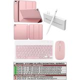 İpad Air 11 M2 M3 M4 Çip Air 4./5./6. Nesil Kılıf Avuç İçi Red Kalem Bluetooth Klavye Mouse Seti Rose Gold