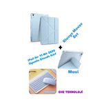 iPad Air 11 M4 (2026) Uyumlu Siyah Standlı Kılıf + Klavye Mouse Set (Mavi)