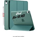 iPad Air 13 2025 M3 Çip Uyumlu Standlı Katlanabilir Fuchsia Smart Cover Tablet Kılıfı - Koyu Yeşil