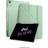 İpad Air 13 İnç 2025 M3 Çip Uyumlu Kalem Bölmeli Standlı Akıllı Fuchsia Trifolding Tablet Kılıfı