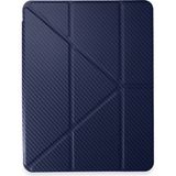 iPad Air 4 10.9 Inç Uyumlu Renkli Karbon Trifolding Kalem Bölmeli Tablet Kılıfı - Lacivert