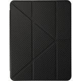 iPad Air 4 10.9 Inç Uyumlu Renkli Karbon Trifolding Kalem Bölmeli Tablet Kılıfı - Siyah