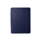 iPad Air 5 (2022) Uyumlu Renkli Karbon Trifolding Kalem Bölmeli Tablet Kılıfı - Lacivert
