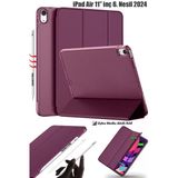 Ipad Air 6 11 Inç M2 Çip 2024 Uyumlu Tablet Kılıfı İnce Tasarım Smart Cover Standlı Akıllı Kapak Mürdüm