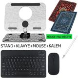 iPad Air 6.nesil 11'' Stand Klavye Mouse ve Kalem Set - siyah
