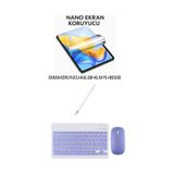 İpad Mini 1 Uyumlu Ekran Koruyucu Klavye Mouse Set Mor