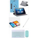 İpad Mini 4 Uyumlu 4in1 Set Klavye Mouse Kılıf Kalem Ekran Koruyucu mavi