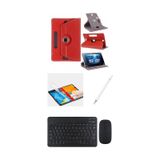 İpad Mini 5 Uyumlu 4in1 Set Klavye Mouse Kılıf Kalem Ekran Koruyucu kirmizi