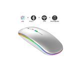 iPad Mini 7 ve 6 Nesil 8.3" Tablet İçin Uyumlu RGB LED Işıklı Bluetooth+2.4Ghz Kablosuz Şarjlı Mouse Gri