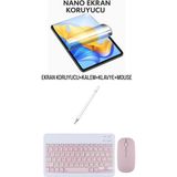 İpad Pro 11 2.nesil Uyumlu Ekran Koruyucu Klavye Mouse Set Pembe