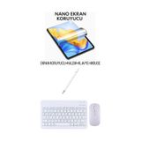 İpad Pro 11 2024 Uyumlu Ekran Koruyucu Klavye Mouse Set Beyaz