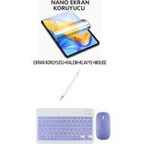iPad Pro 11 4.nesil 2022 Uyumlu Ekran Koruyucu Klavye Mouse Set - Mor
