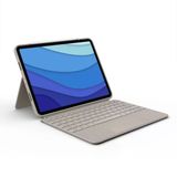 İpad Pro 11 İnç (1., 2., 3. Ve 4. Nesil - 2018, 2020, 2021, 2022) İçin Logitech Combo Touch Klavye Kılıfı, Arkadan Aydınlatmalı, Her Yerde Tıklanabilir Trackpad, Alman Qwertz Düzeni - Kum Rengi